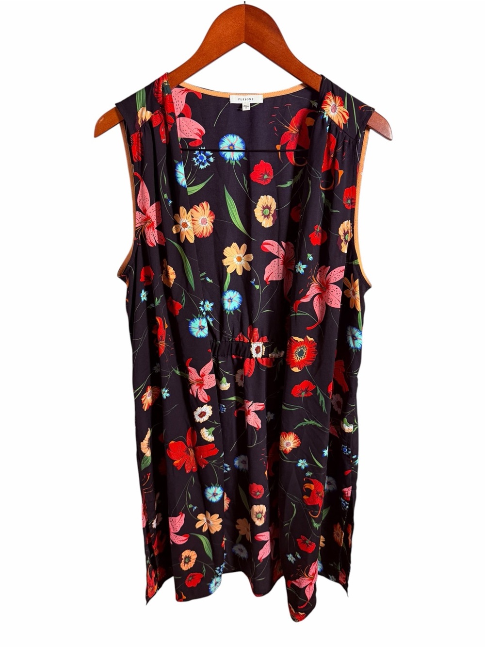 Pleoine Black Floral Open Vest M